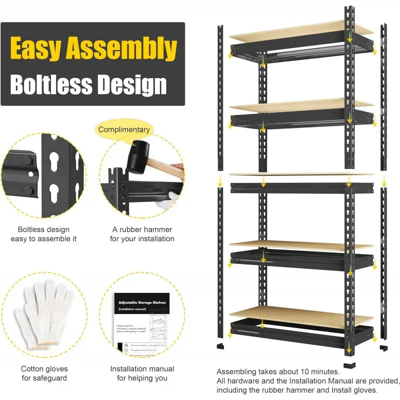 Storage Shelves 5 Tier Adjustable