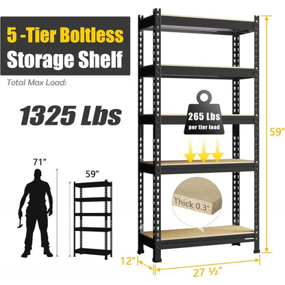 Storage Shelves 5 Tier Adjustable